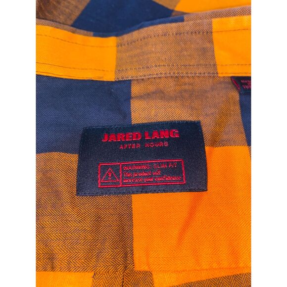Jared Lang After Hours Mens Button Down Buffalo Plaid Shirt Orange Size 2XL - Picture 4 of 6
